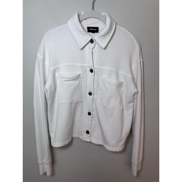 Monrow Jacket supersoft fleece White trucker style collared Sz XS EUC - Picture 2 of 7